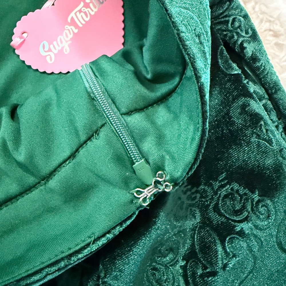 Sugar Thrillz Dolls Kill December Dilemma Mini Skirt - Emerald Green Large - Picture 4 of 9